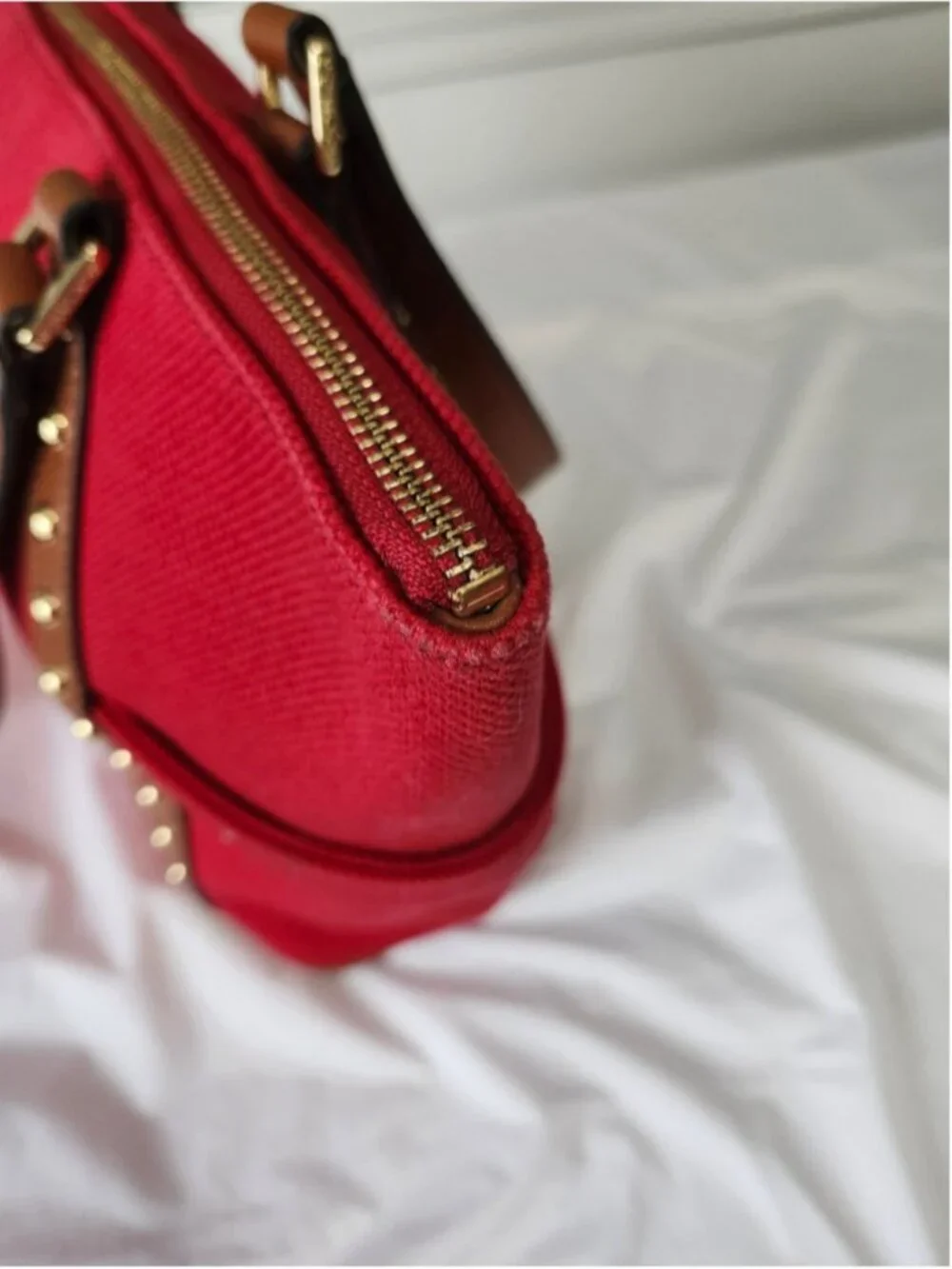 Michael Kors Red Canvas and Leather Tote Bag
